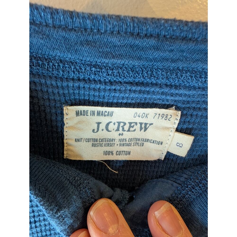 J.Crew Rustic Jersey Thermal Henley Top Steel Blue Vintage Style Women's S - Picture 2 of 4
